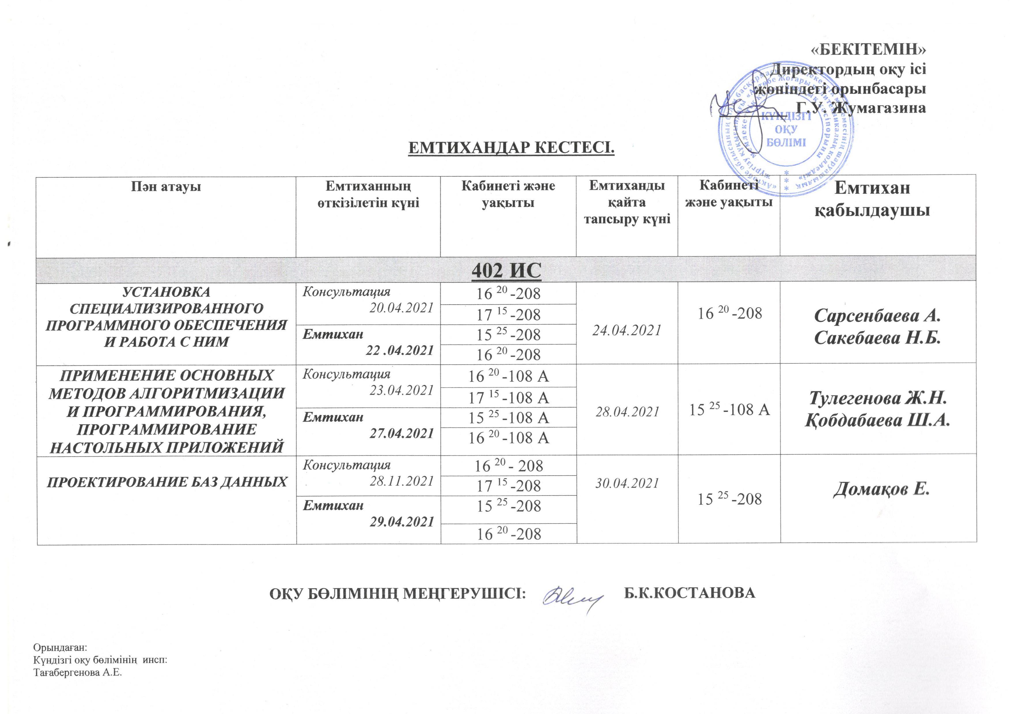 План промежуточной аттестации